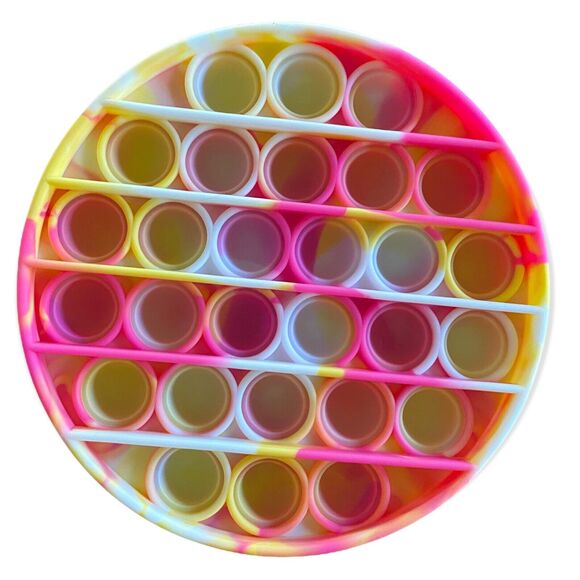 Pop Bubble Sensory Toy Pink Yellow White Tie Dye Circle Push - Picture 2 of 2